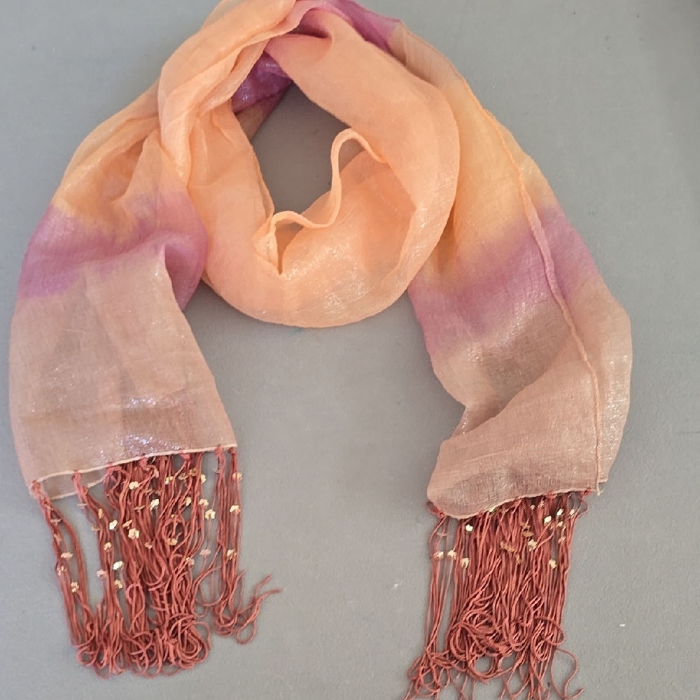 Collection XIIX Orange and Purple Scarf with Fringe